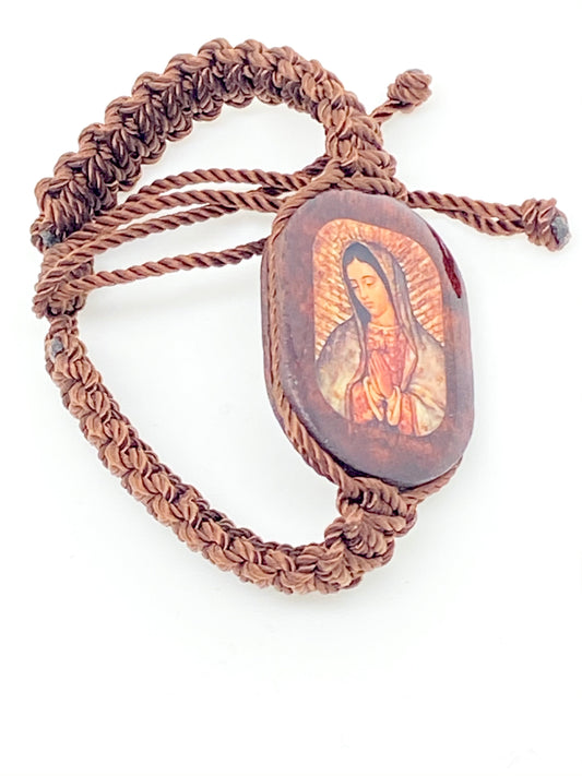 Our Lady of Guadalupe Brown Bracelet Large Image - Unique Catholic Gifts