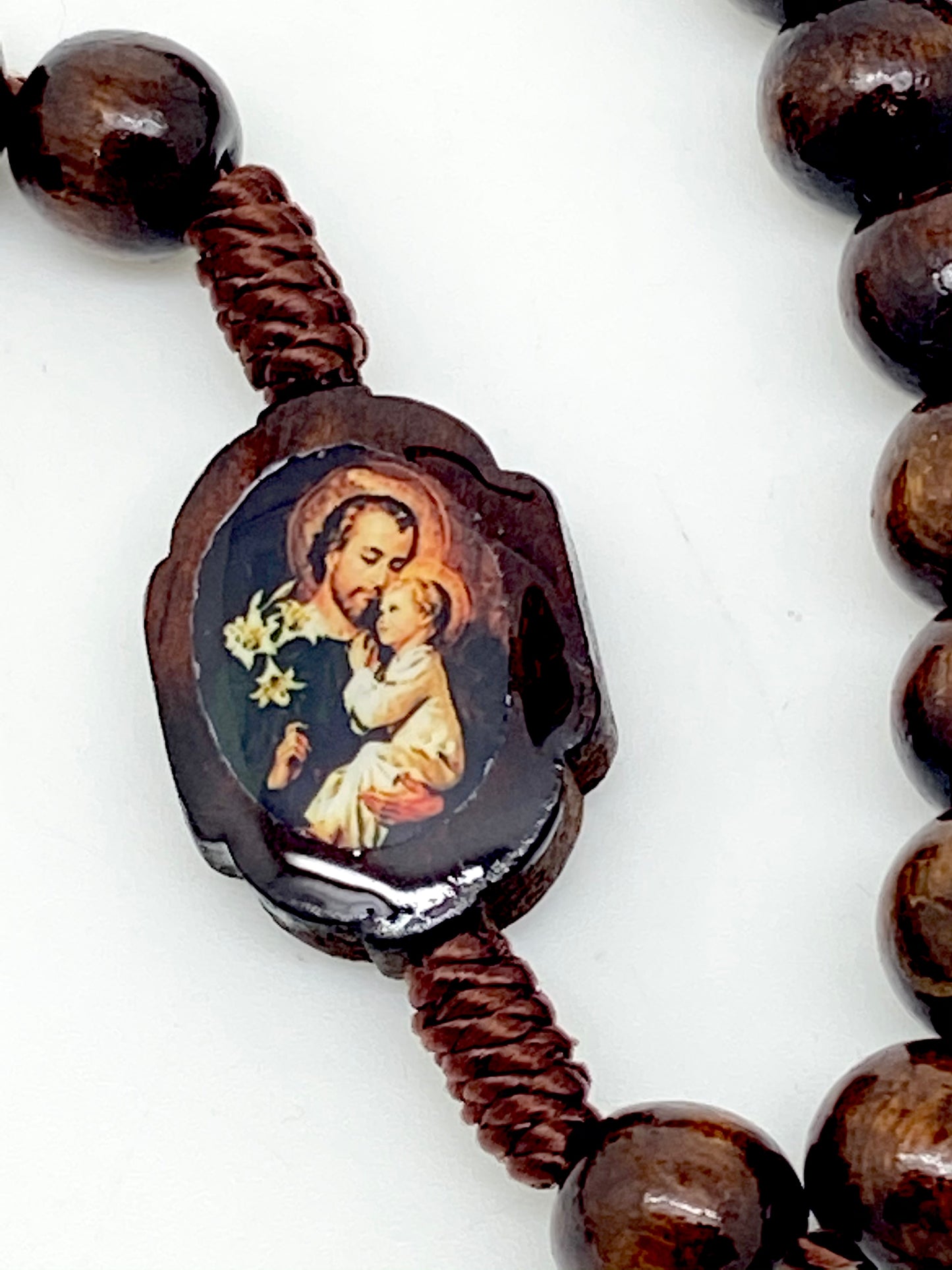 S. Joseph Wood Bead Rosary - Unique Catholic Gifts