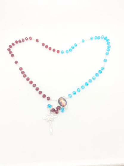 Divine Mercy Red and Blue Crystal Rosary - Unique Catholic Gifts