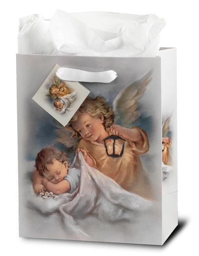 Guardian Angel Inspirational Gift Bag with Tissue - Medium - Unique Catholic Gifts