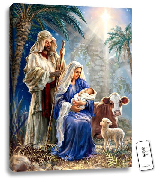 Holy Night Illuminated Canvas Print (18" x 24") - Unique Catholic Gifts