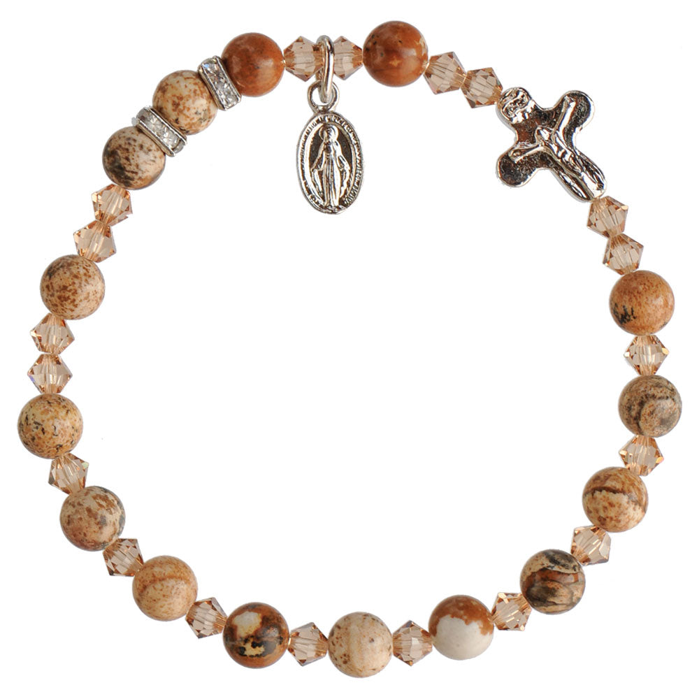 Genuine Picture Jasper Rosary Bracelet (6mm) - Unique Catholic Gifts