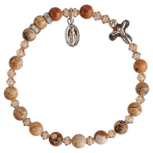 Genuine Picture Jasper Rosary Bracelet (6mm) - Unique Catholic Gifts