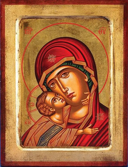 Glikofilousa (Sweet Kissing Madonna)- Gold Leaf - Unique Catholic Gifts