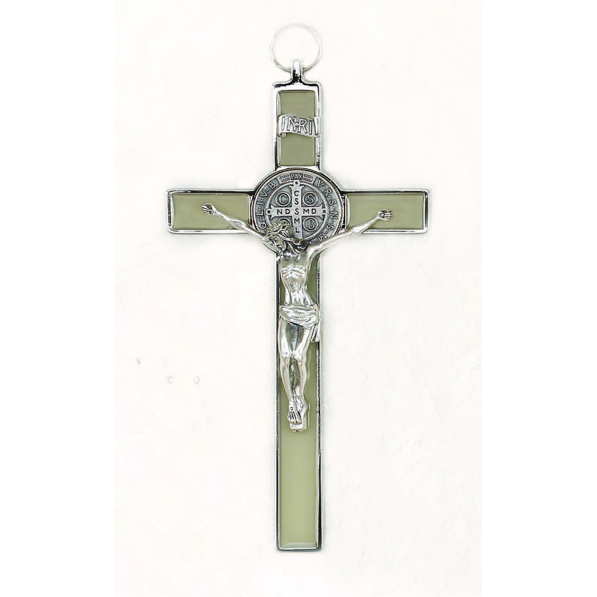 Glow in the Dark St. Benedict Wall Crucifix 8" - Unique Catholic Gifts