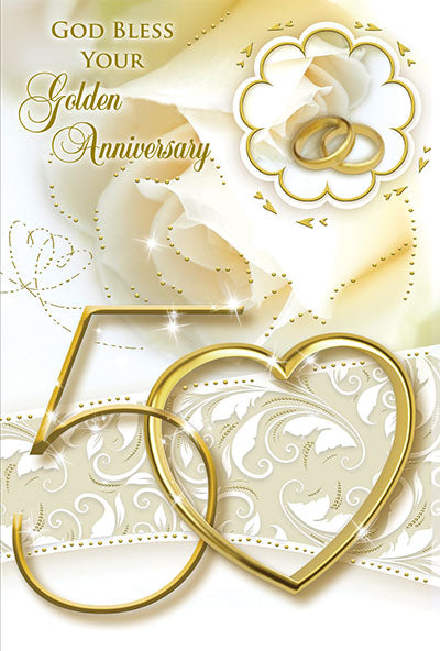 God Bless Your Golden Anniversary Greeting Card - Unique Catholic Gifts