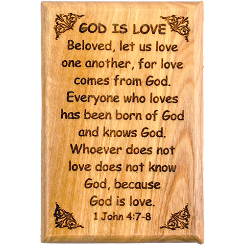 God is Love Olive Wood Magnet - Unique Catholic Gifts