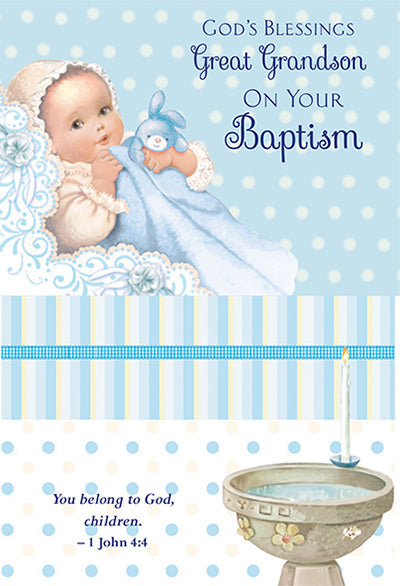 Great Grandson Baptism  Greeting Card - Unique Catholic Gifts