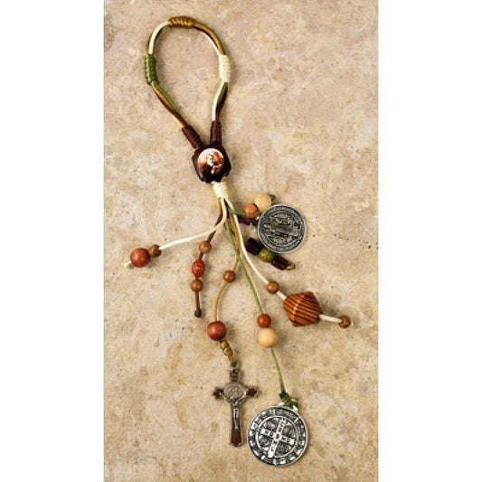 Home Blessings Wood and Benedict Medals door hang (12") - Unique Catholic Gifts