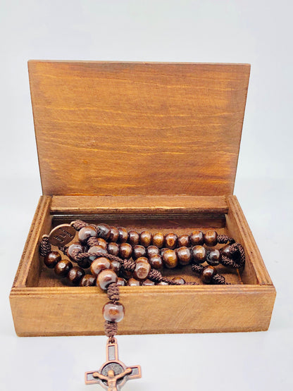 St Jude Wood Rosary Box with Wood Rosary - Unique Catholic Gifts