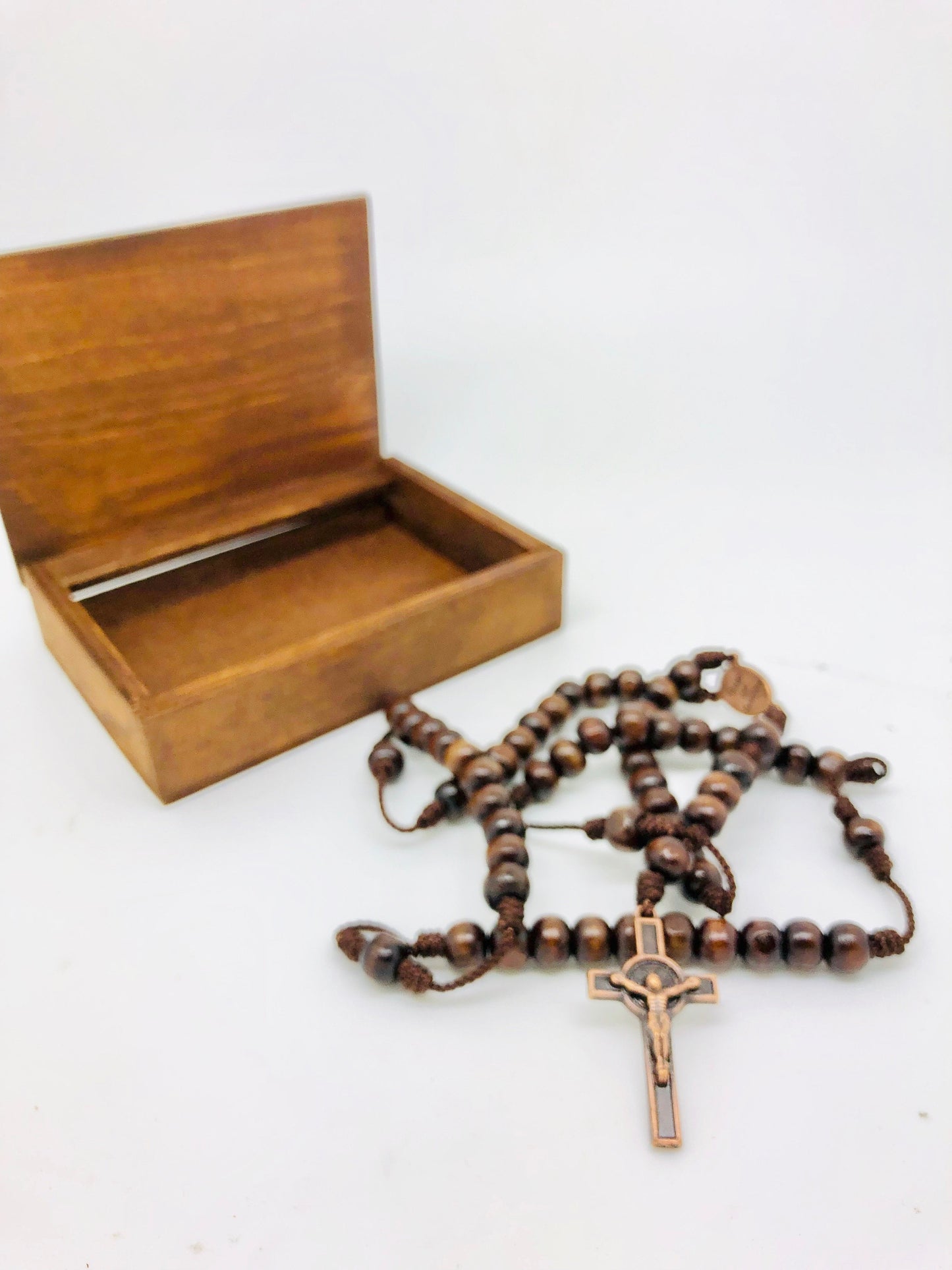 St Jude Wood Rosary Box with Wood Rosary - Unique Catholic Gifts