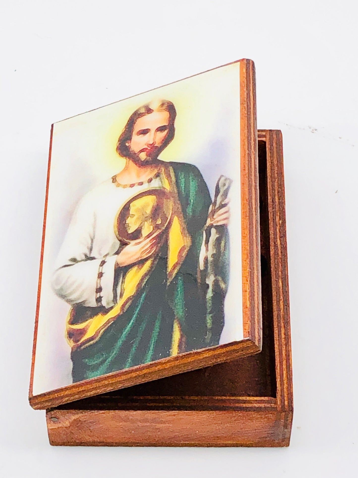 St Jude Wood Rosary Box with Wood Rosary - Unique Catholic Gifts