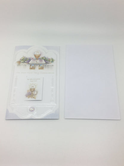 First Holy Communion Greeting Card. (embossed) - Unique Catholic Gifts