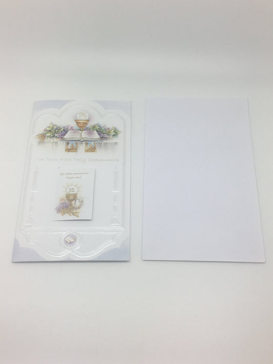 First Holy Communion Greeting Card. (embossed) - Unique Catholic Gifts