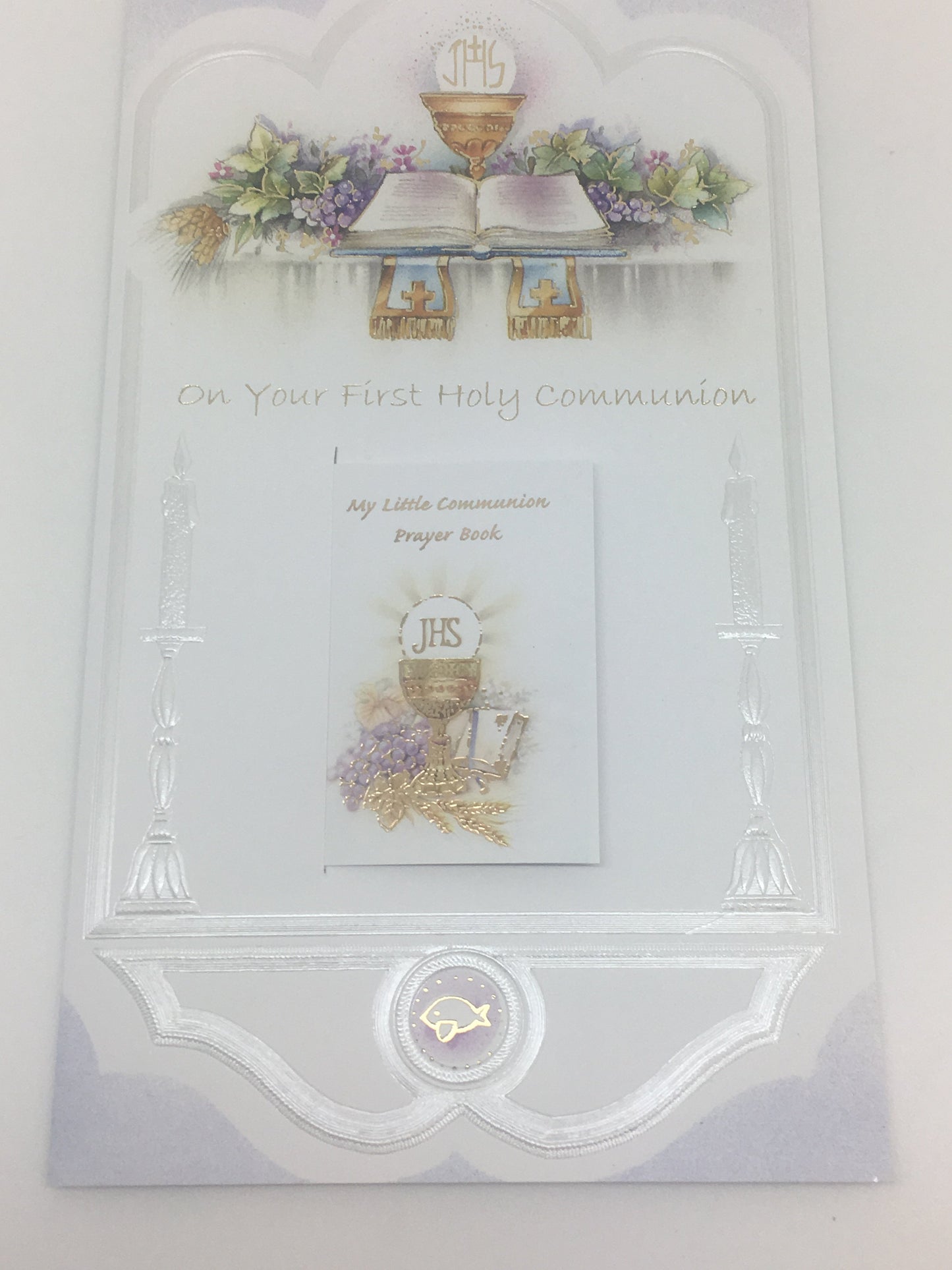 First Holy Communion Greeting Card. (embossed) - Unique Catholic Gifts