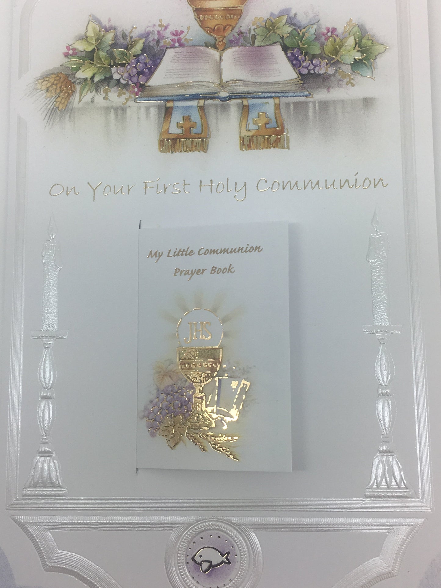 First Holy Communion Greeting Card. (embossed) - Unique Catholic Gifts