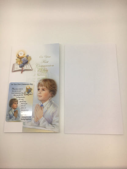 Boys Deluxe First Holy Communion Greeting Card - Unique Catholic Gifts