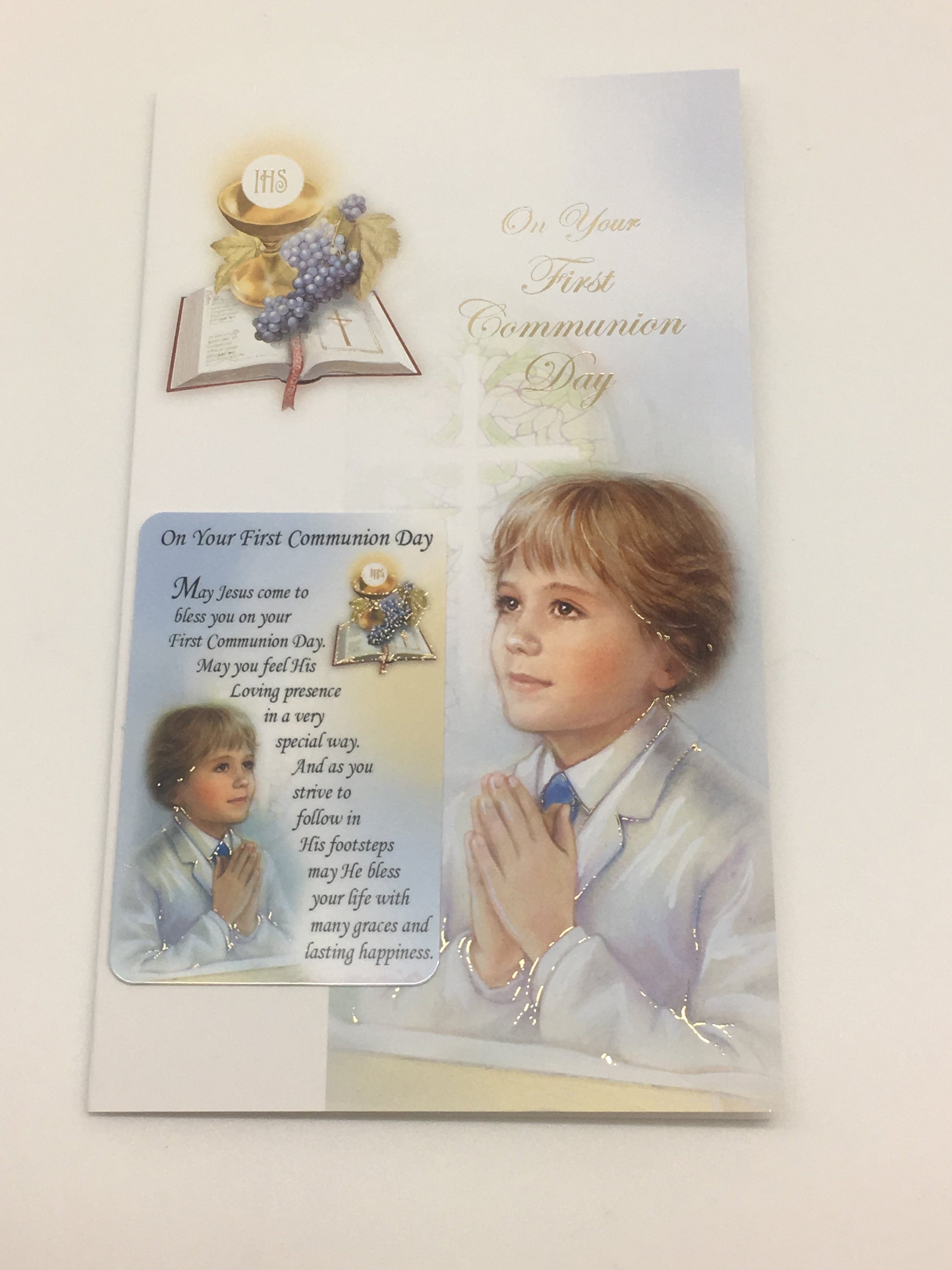 Boys Deluxe First Holy Communion Greeting Card - Unique Catholic Gifts