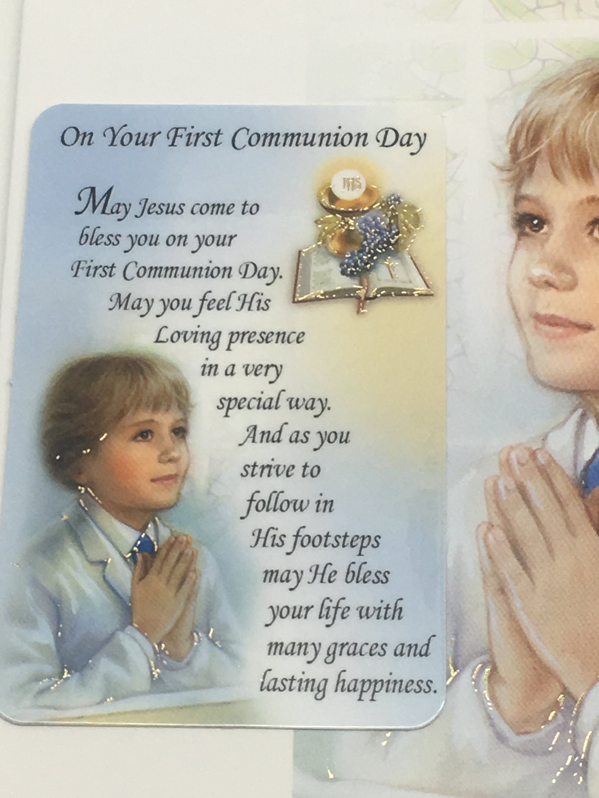 Boys Deluxe First Holy Communion Greeting Card - Unique Catholic Gifts