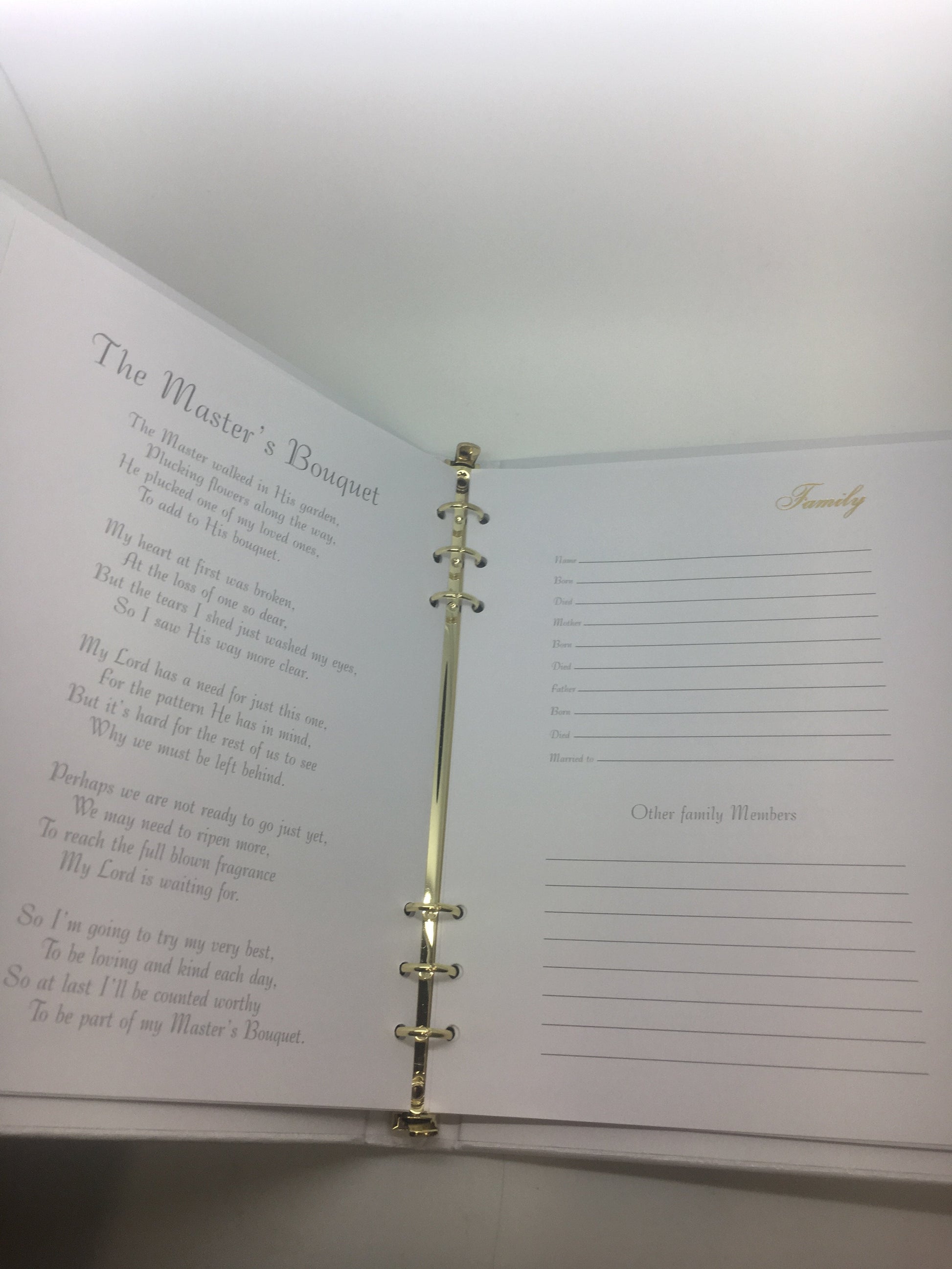 Funeral Memorial Registration Book White with Gold Cross - Unique Catholic Gifts