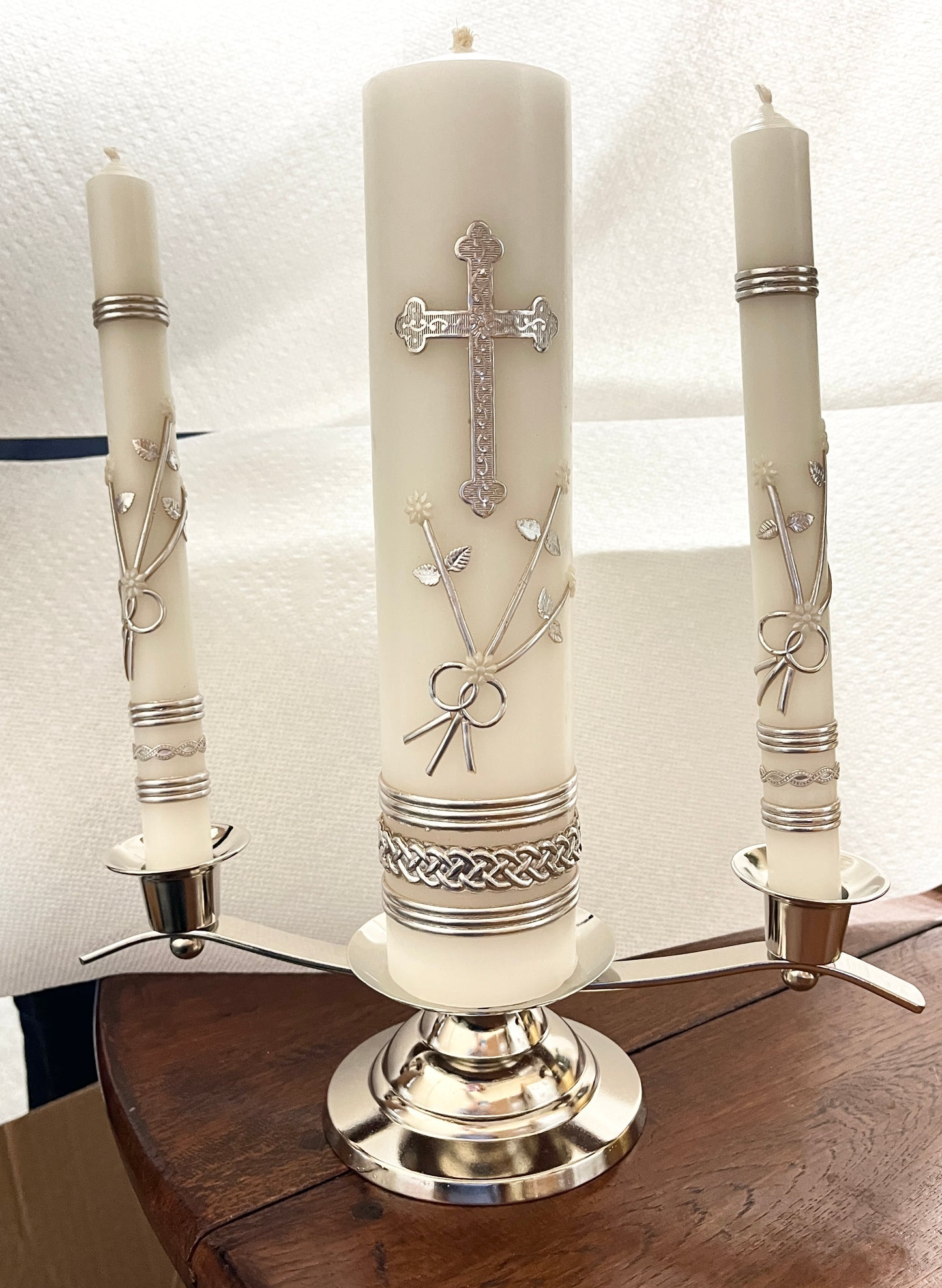 Wedding Unity Candle Brass Silver. - Unique Catholic Gifts