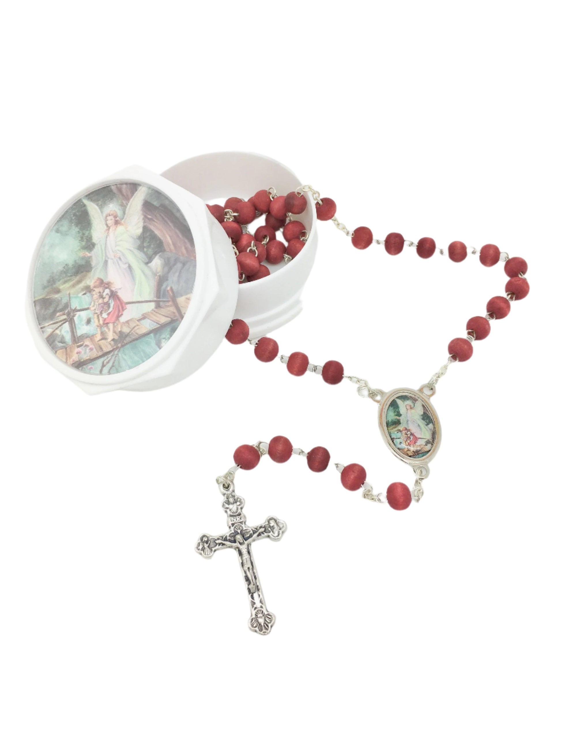 Guardian Angel Rose Scented Rosary in Matching Box - Unique Catholic Gifts