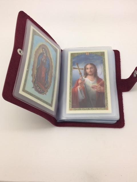 Holy Card Maroon Wallet ( Maroon Leatherette) - Unique Catholic Gifts