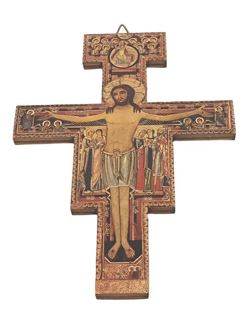 Wood San Damiano Cross/Crucifix (5 1/2") - Unique Catholic Gifts