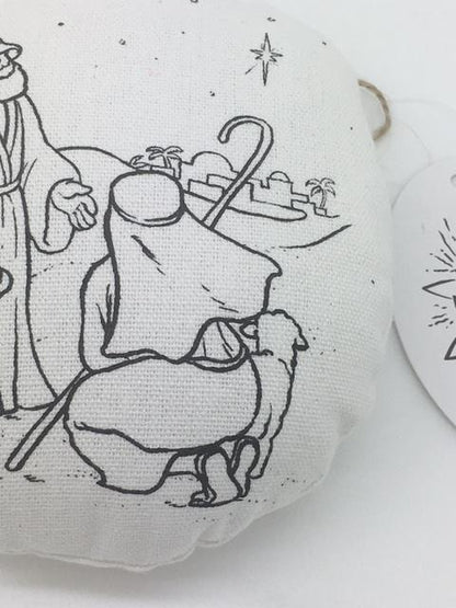 Color Your Own Ornament "Shepherds" (Stuffed Fabric) - Unique Catholic Gifts