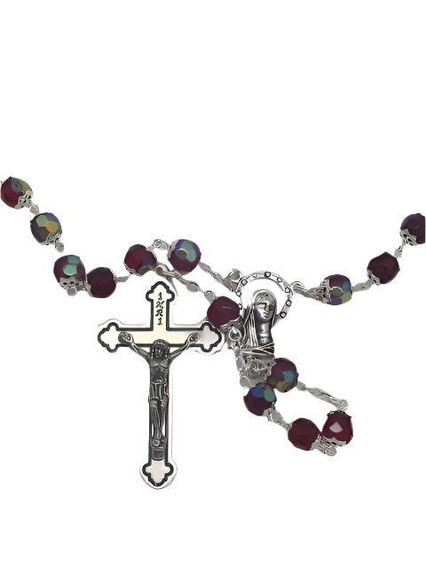 Red Crystal Cut and Capped Rosary - Unique Catholic Gifts