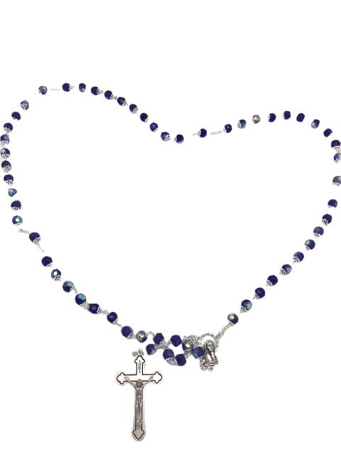 Blue Crystal Cut and Capped Rosary - Unique Catholic Gifts