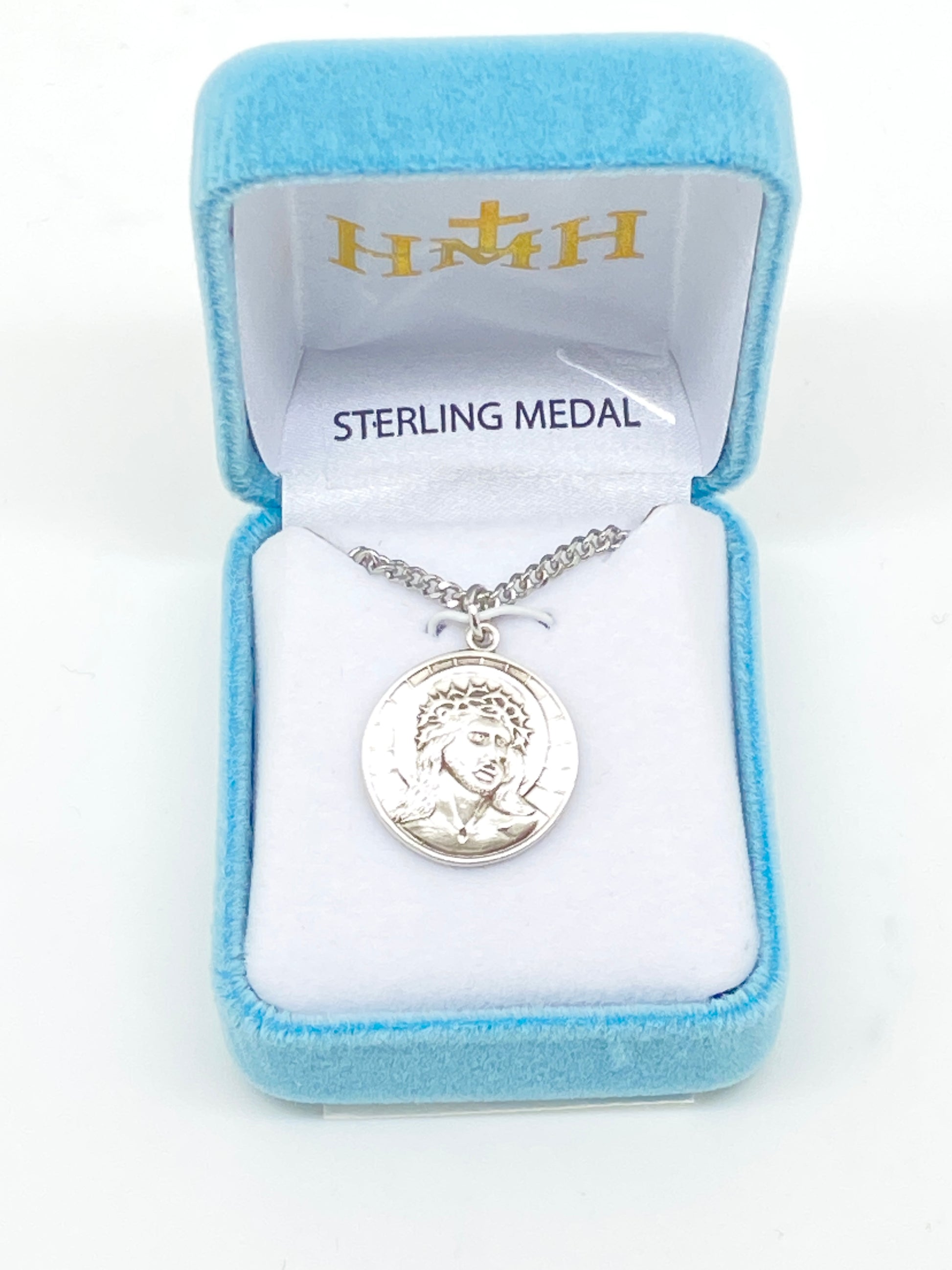 Sterling Silver Holy Face of Christ Scapular Round Medal 3/4" - Unique Catholic Gifts