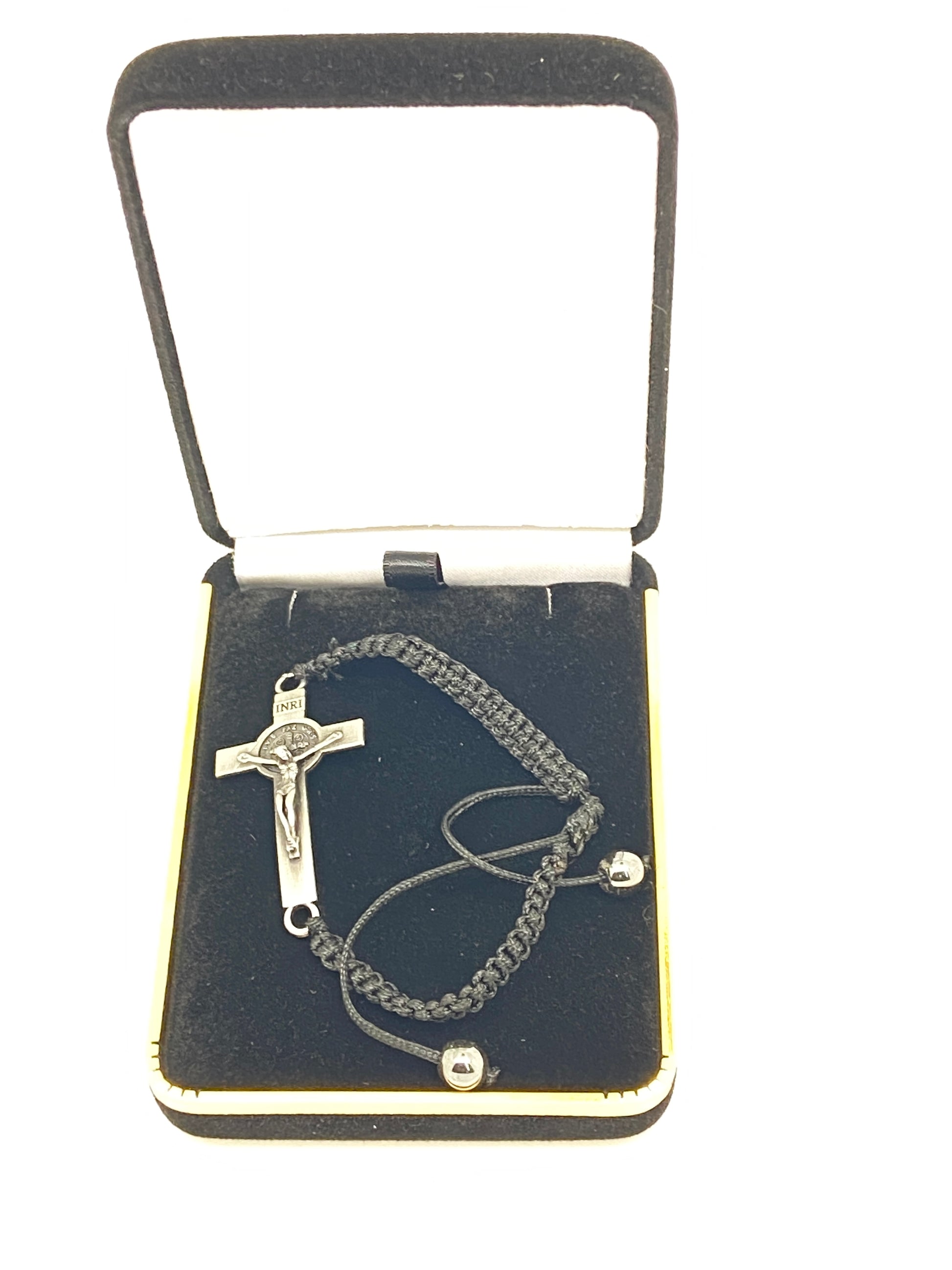 Black Slipknot Benedictine Crucifix Bracelet - Unique Catholic Gifts