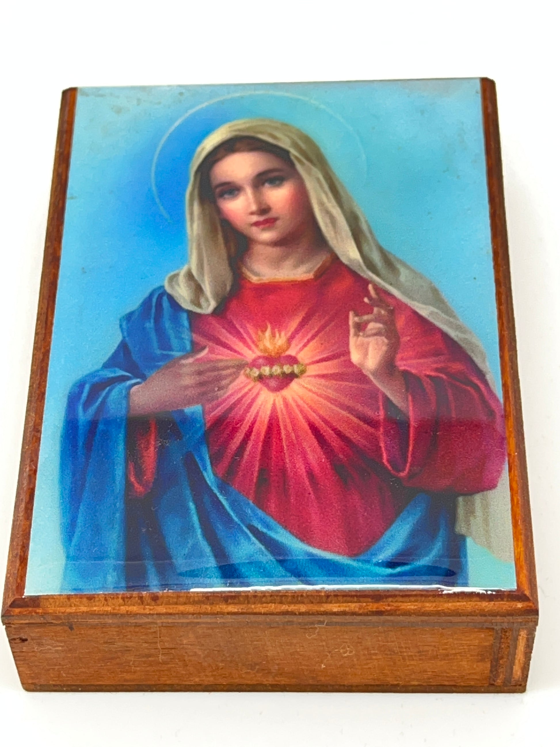 Immaculate Heart of Mary Wood Rosary Box with Wood Rosary - Unique Catholic Gifts