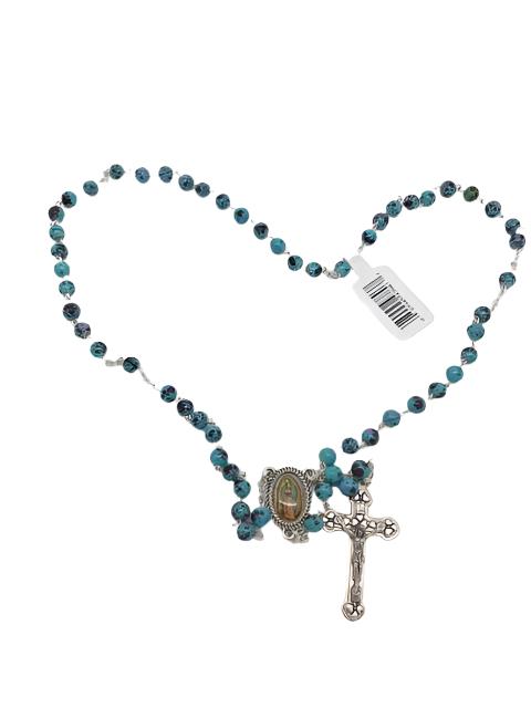 Multicolored and Teal Our Lady of Guadalupe Rosary (7MM) - Unique Catholic Gifts