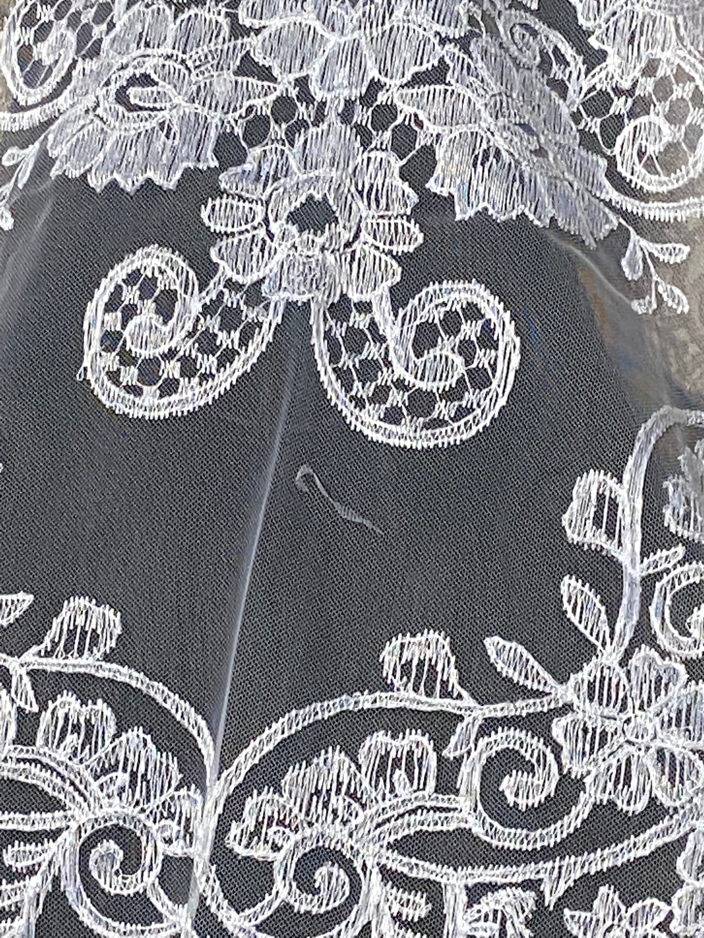 White Brilliant Lace Mantilla Chapel Spanish Veil 51" - Unique Catholic Gifts