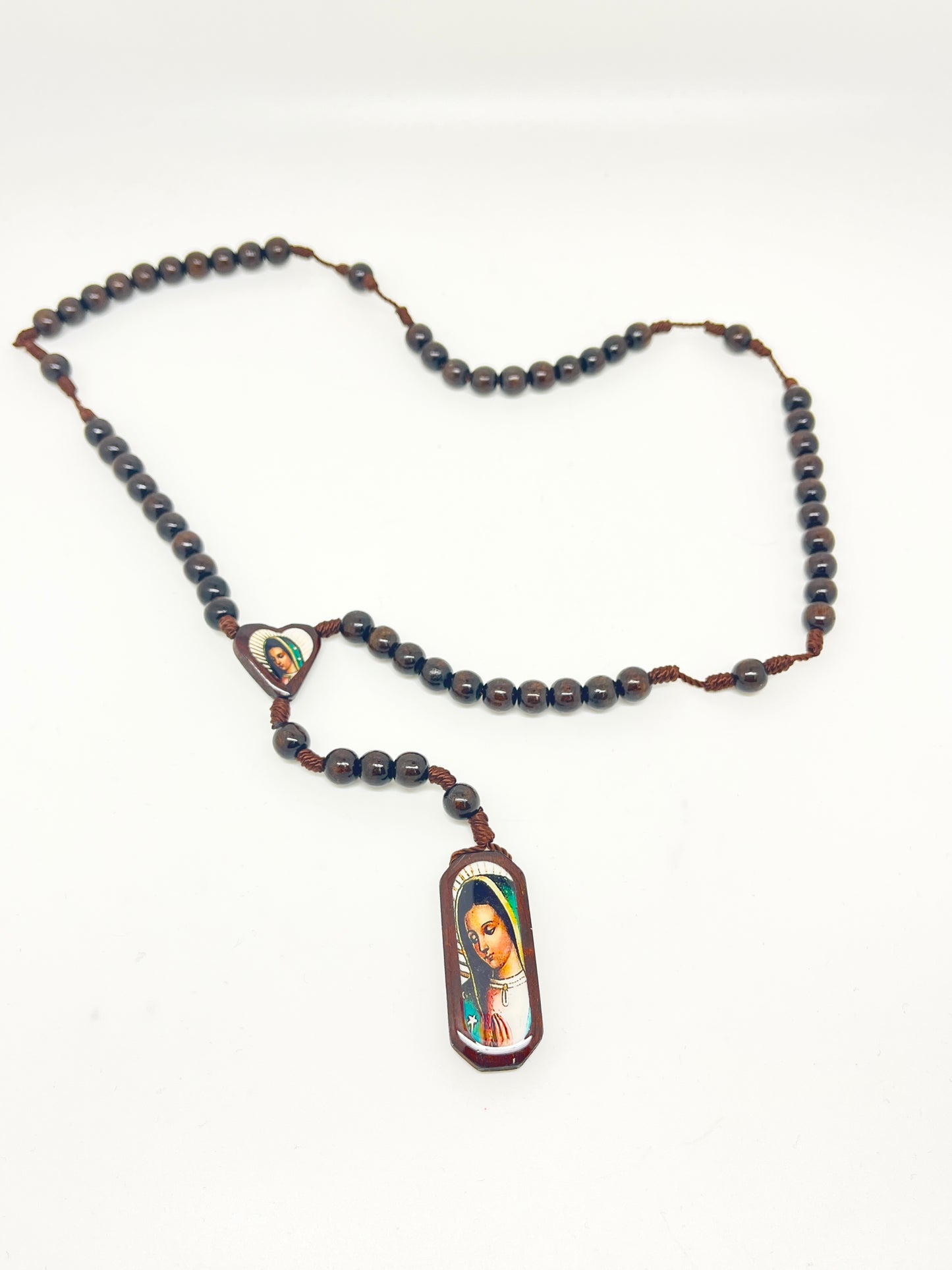 Our Lady of Guadalupe Brown Wood Bead Rosary - Unique Catholic Gifts