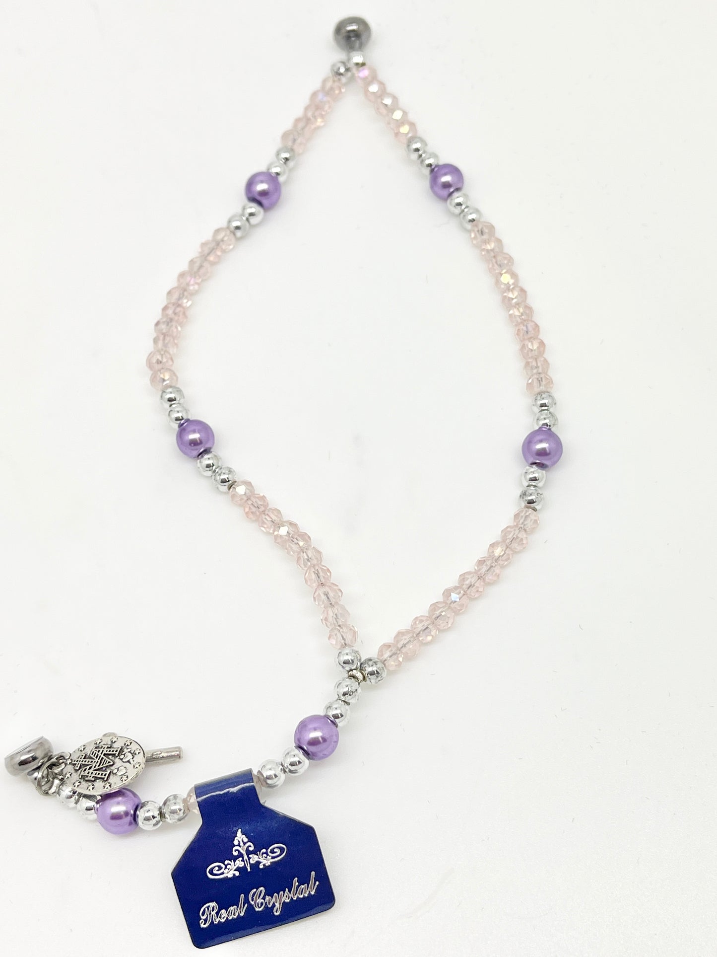 Pink and Purple Double Strand Full Rosary Bracelet Bracelet - Unique Catholic Gifts