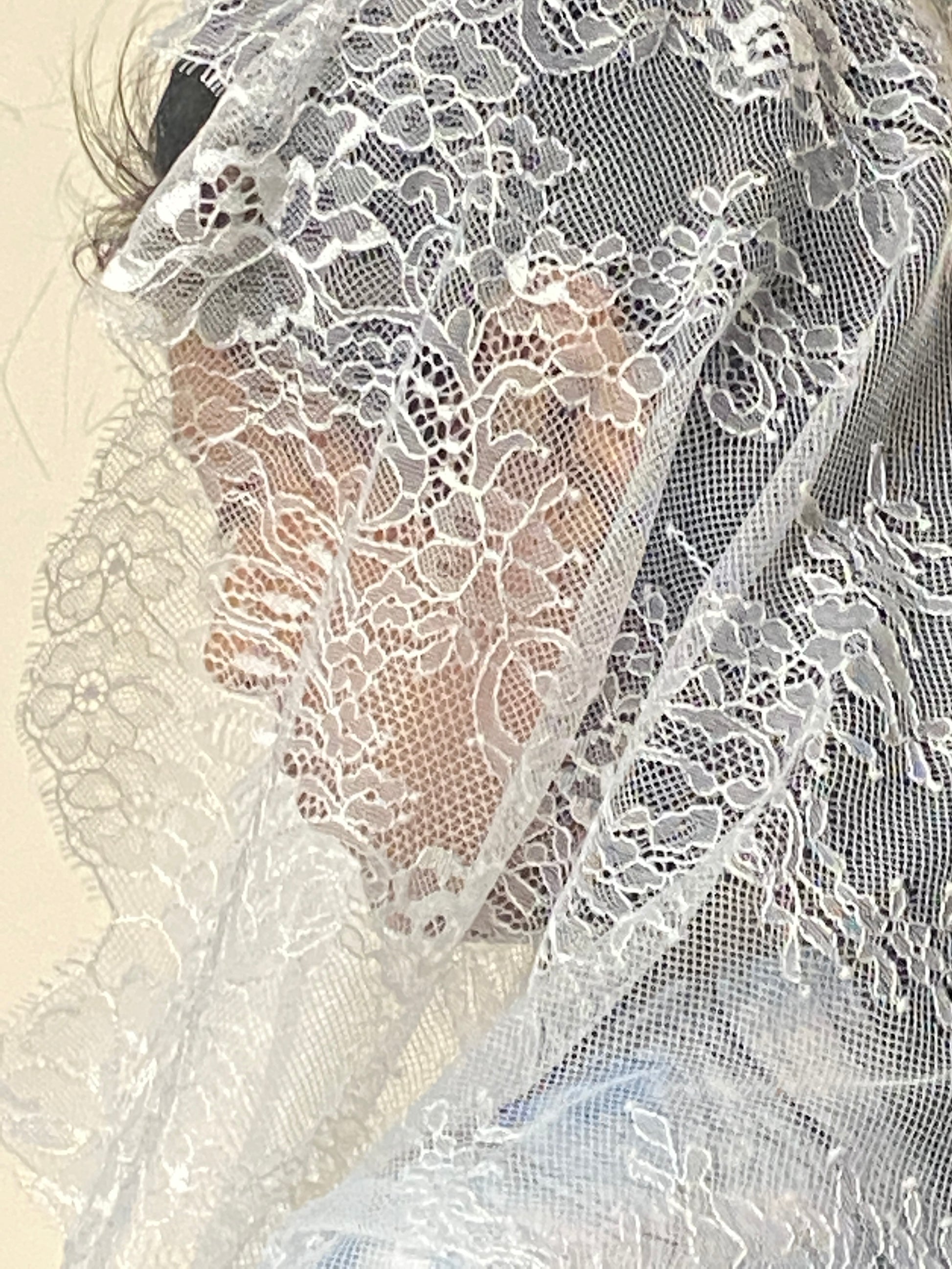 White Lace Infinity Chapel Spanish Veil 31" x 36" - Unique Catholic Gifts