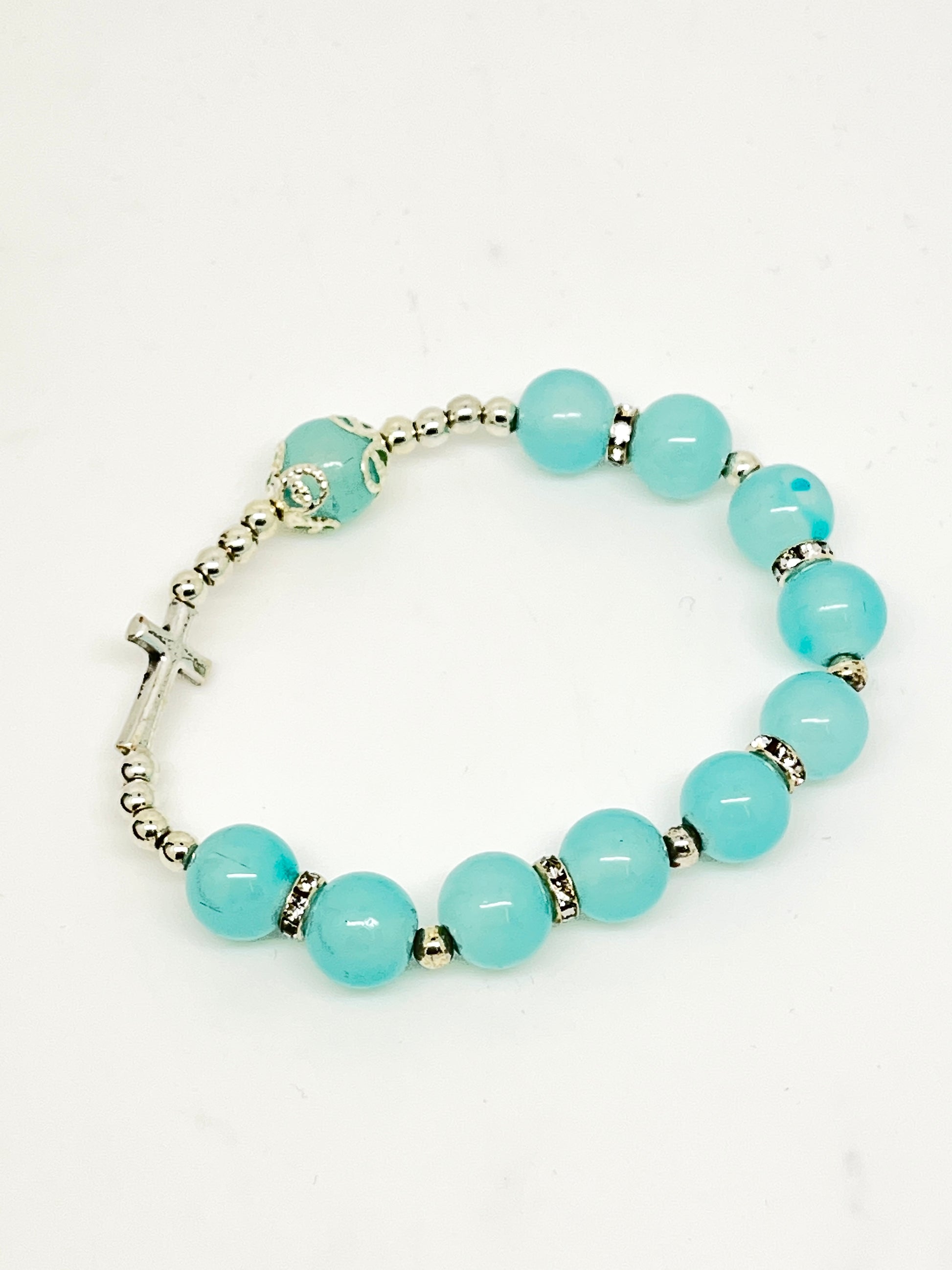 Turquoise Cross Stretch Bracelet - Unique Catholic Gifts