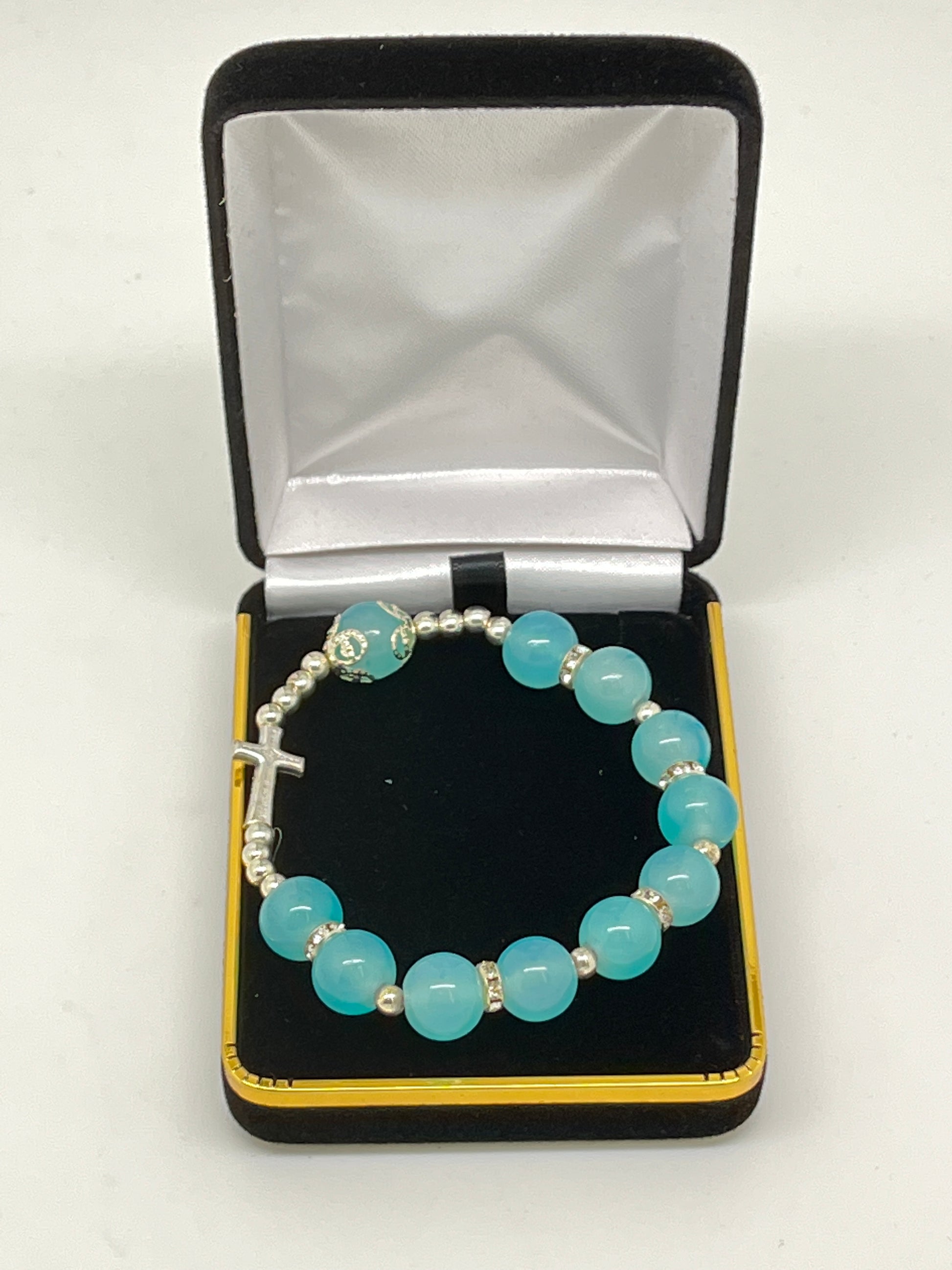 Turquoise Cross Stretch Bracelet - Unique Catholic Gifts