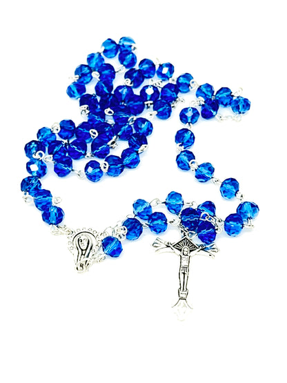 Sapphire Glass Bead Rosary  6mm - Unique Catholic Gifts