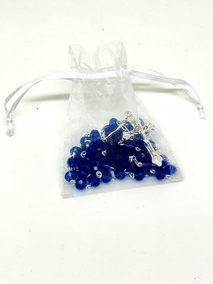 Sapphire Glass Bead Rosary  6mm - Unique Catholic Gifts