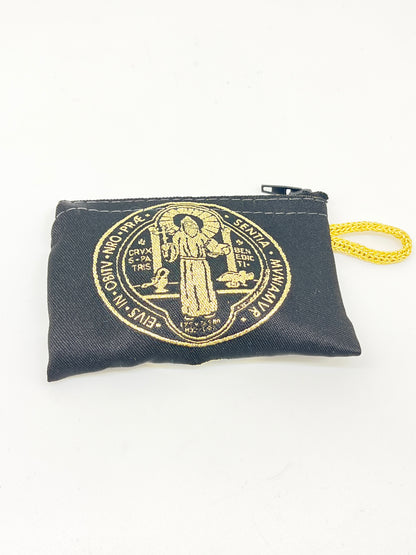 Saint Benedict Woven Tapestry Rosary Pouch 4" - Unique Catholic Gifts