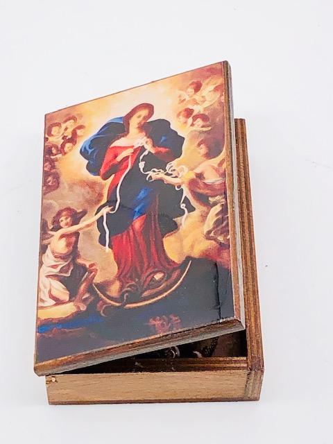 Our Lady Undoer of Knots Wood Rosary Box with Wood Rosary - Unique Catholic Gifts