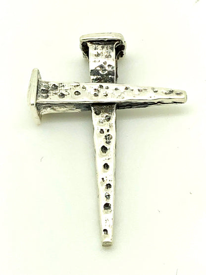 Cross of Nails  Sterling Silver Handcrafted Cross (2") - Unique Catholic Gifts