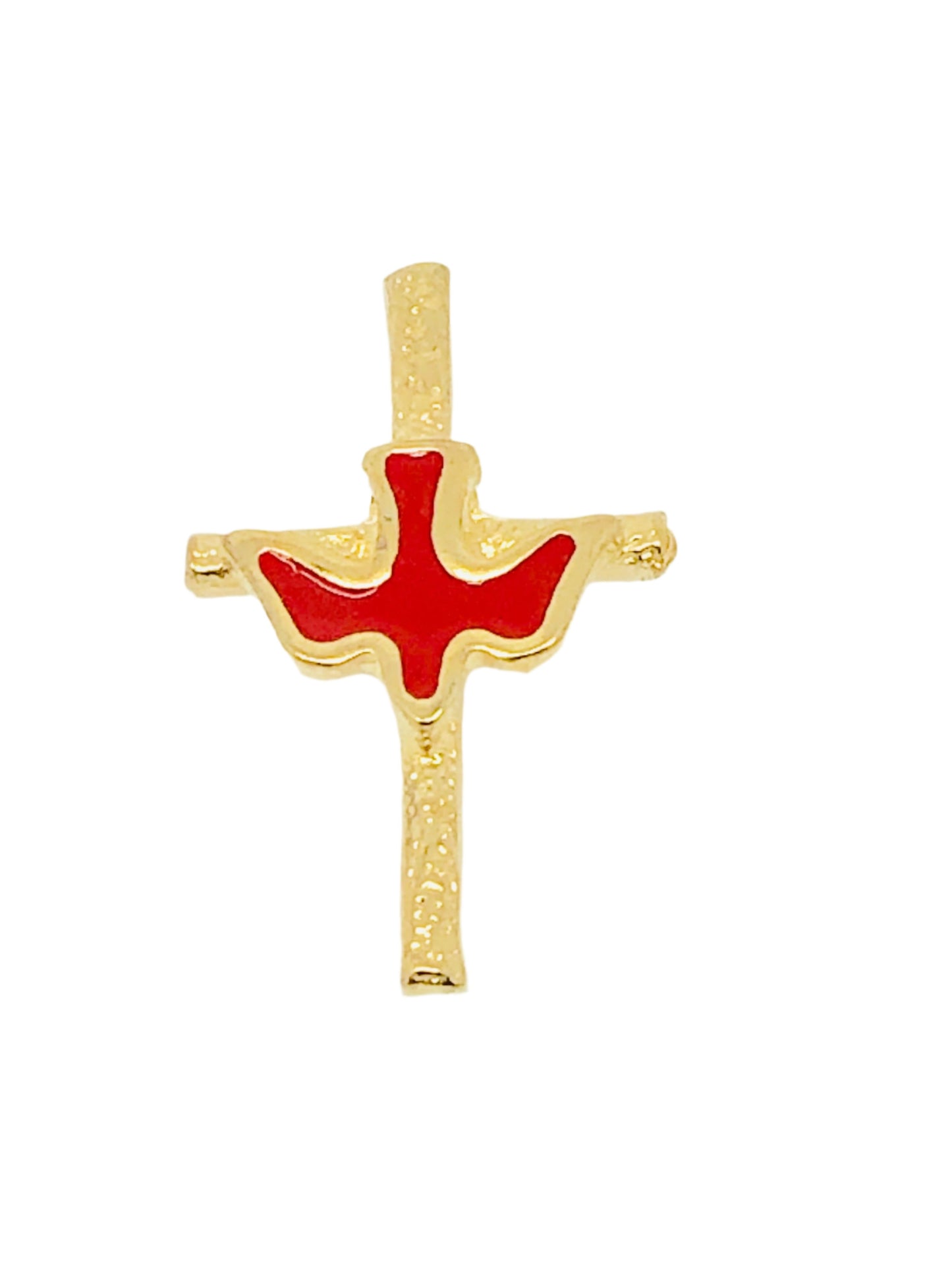 Red Holy Spirit on the Cross Pin (gold Plated) - Unique Catholic Gifts