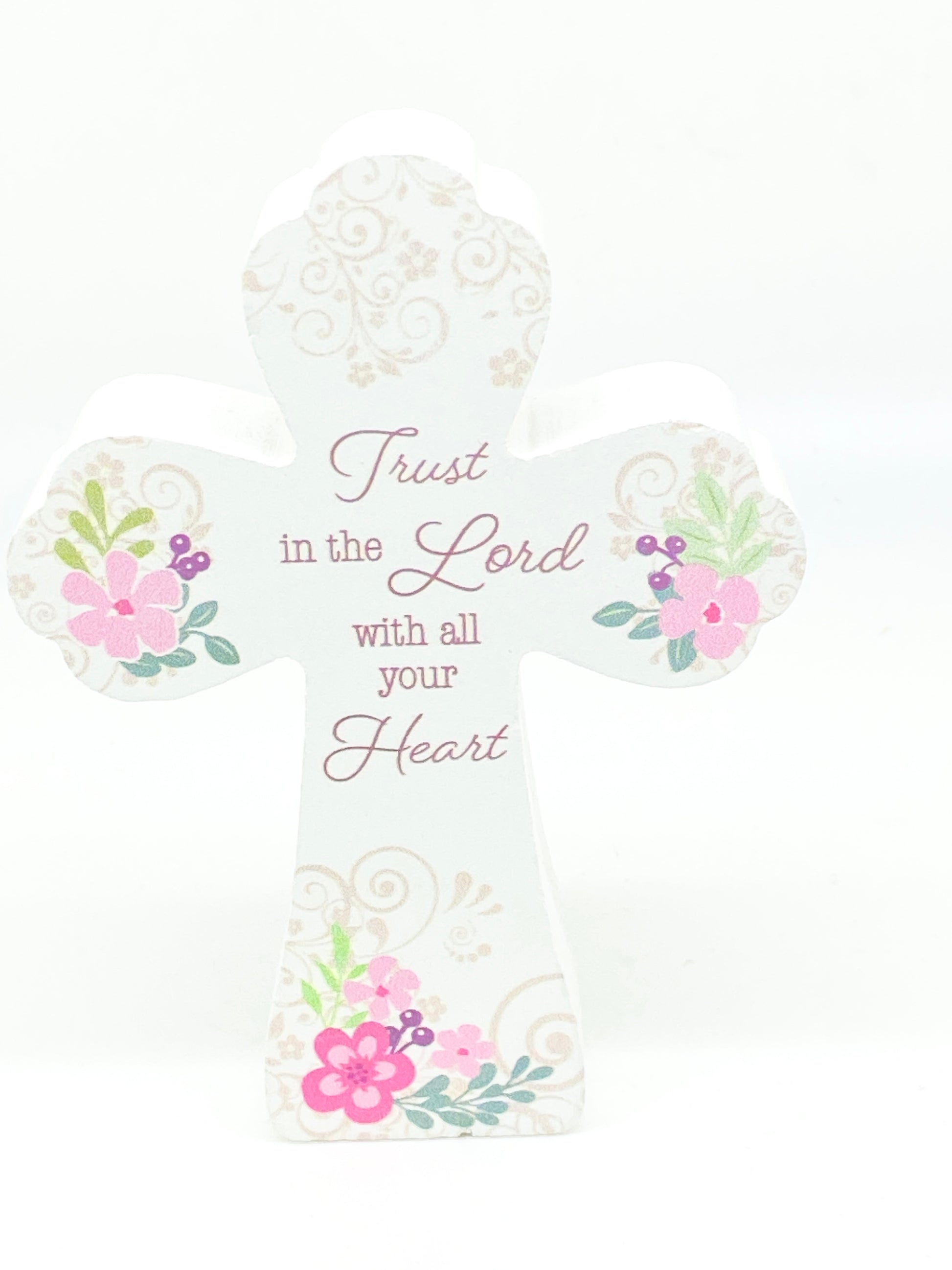 "Trust in the Lord" Inspirational Standing Cross 4 3/4" - Unique Catholic Gifts