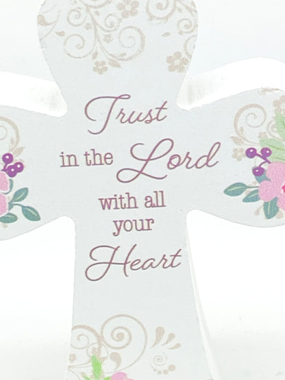 "Trust in the Lord" Inspirational Standing Cross 4 3/4" - Unique Catholic Gifts