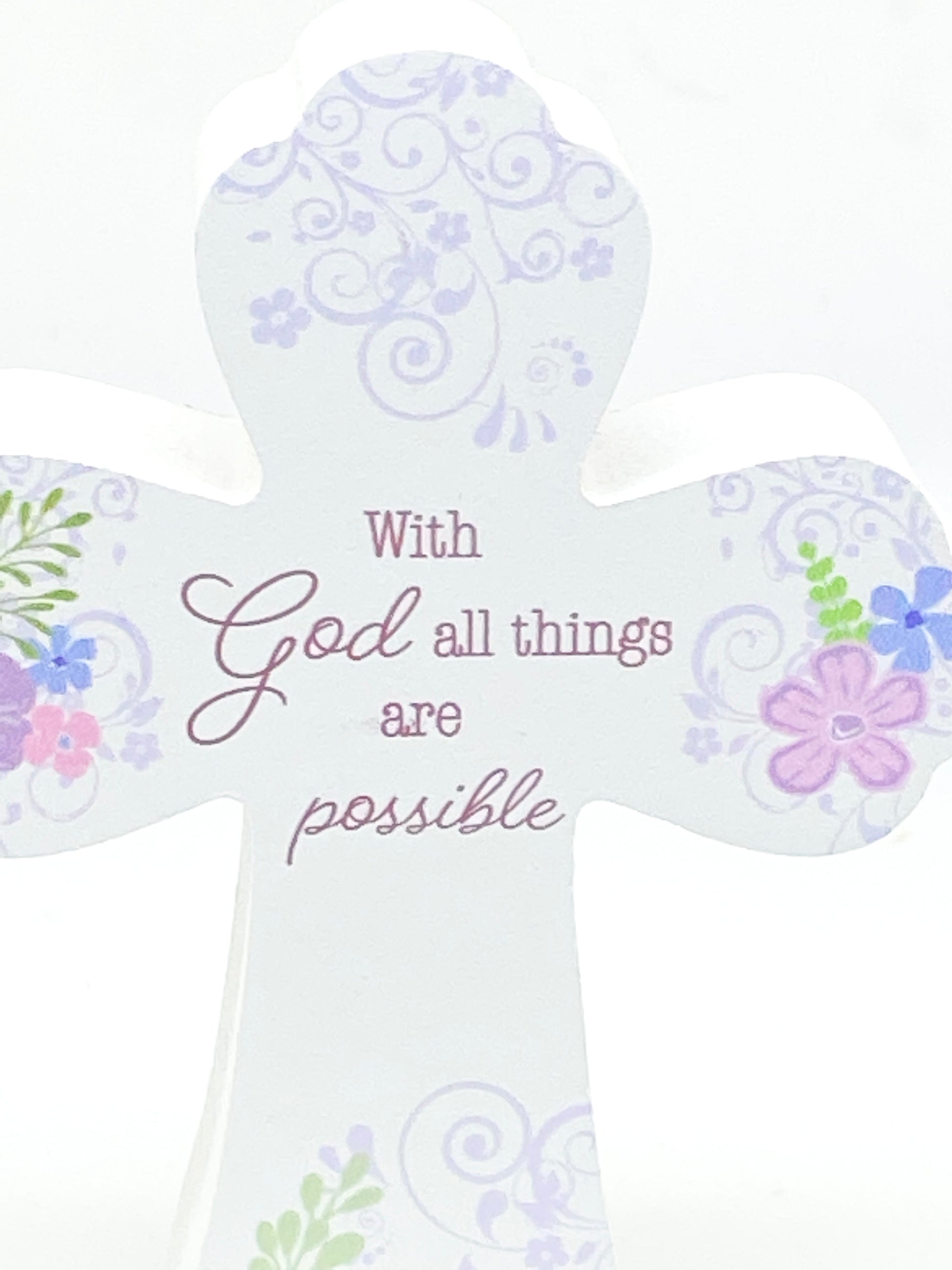 "With God all things are Possible" Inspirational Standing Cross 4 3/4" - Unique Catholic Gifts